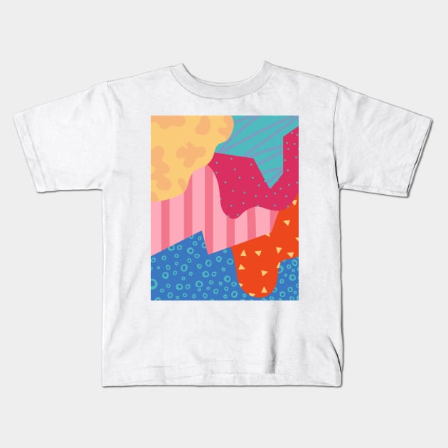 Crazy memphis pattern kawaii Kids T-Shirt by Trippycollage